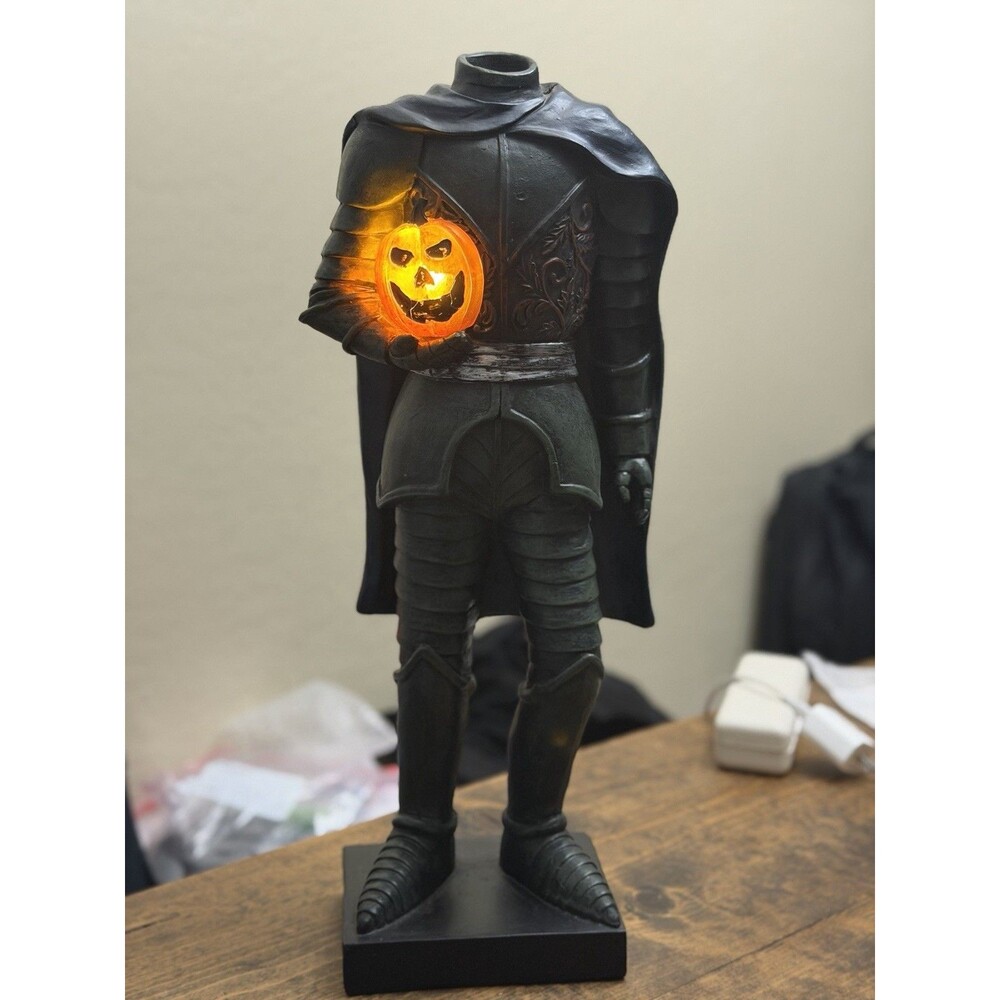 Halloween 20" Sleepy Hollow Headless Horseman Soldier Knight LED Light Up Statue